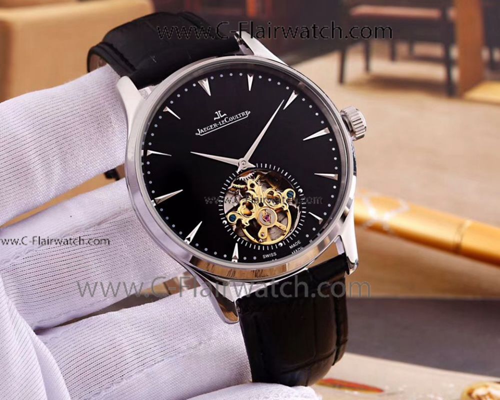 Jaeger LeCoultre Flying Tourbillon SS Black Watch - Replica